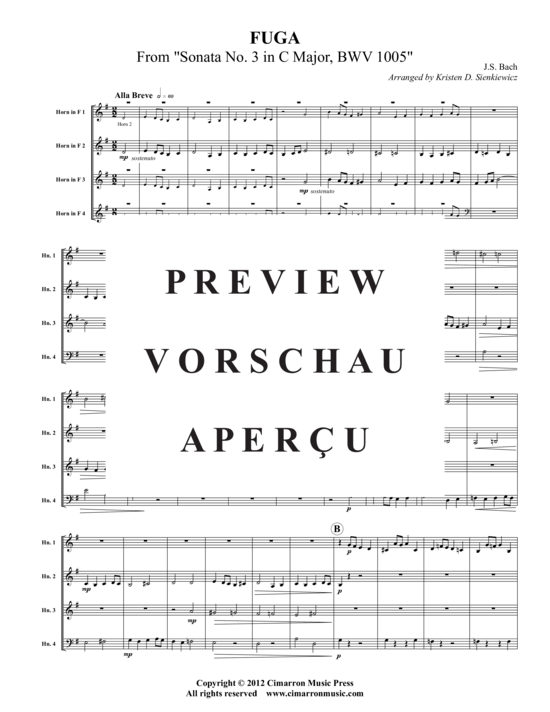 gallery: Fuge aus Sonate Nr. 3 in C-Dur, BWV 1005 , , (Hornquartett)