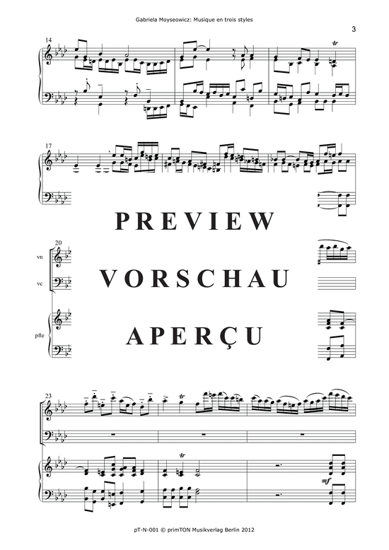 gallery: Musique en trois styles pour violon, violoncelle et piano (1969) , ,  (Trio für Violine, Violoncello + Klavier)