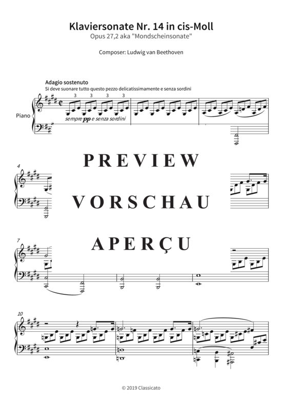 gallery: Klaviersonate Nr. 14 in cis-Moll - Opus 27, 2 aka Mondscheinsonate , , (Klavier Solo)