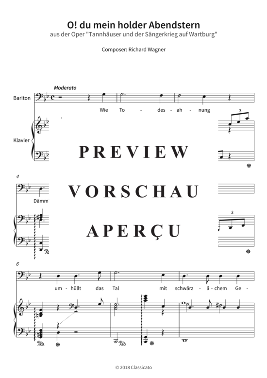 gallery: O! du mein holder Abendstern - aus der Oper Tannhäuser und der Sängerkrieg auf Wartburg , , (Gesang + Klavier)