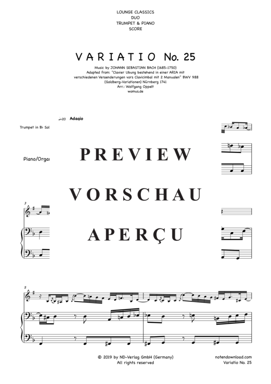 gallery: Variatio Nr. 25 (Goldberg-Variationen) , ,  (Trompete in B + Klavier/Orgel)