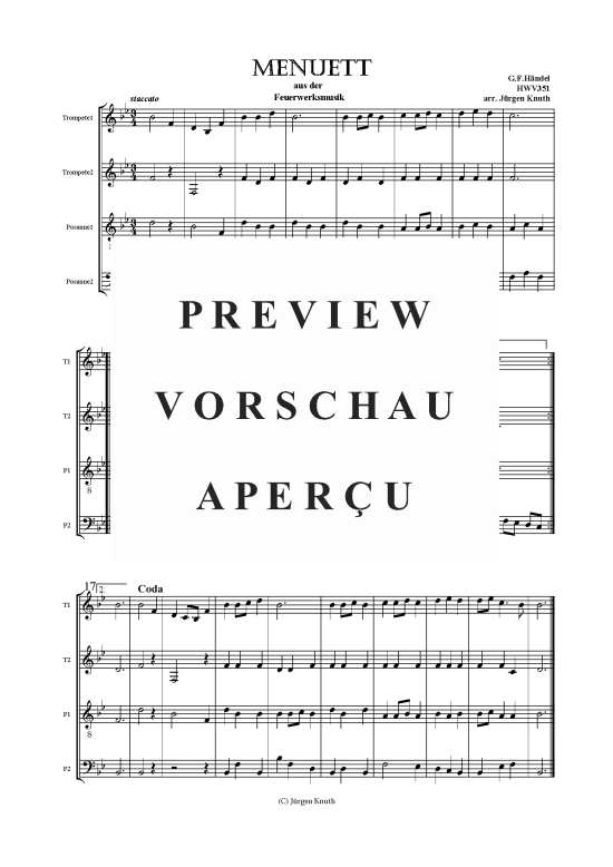 gallery: Menuett HWV351 , , (Blechbläser Quartett, 2xTRP, 2x POS)