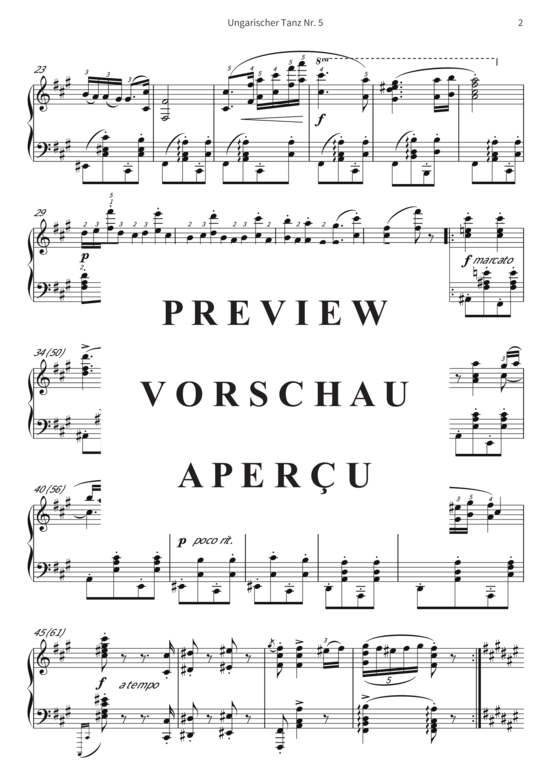 gallery: Ungarischer Tanz Nr. 5 - aus der Sammlung Ungarische Tänze, Buch 1 , , (Klavier Solo)