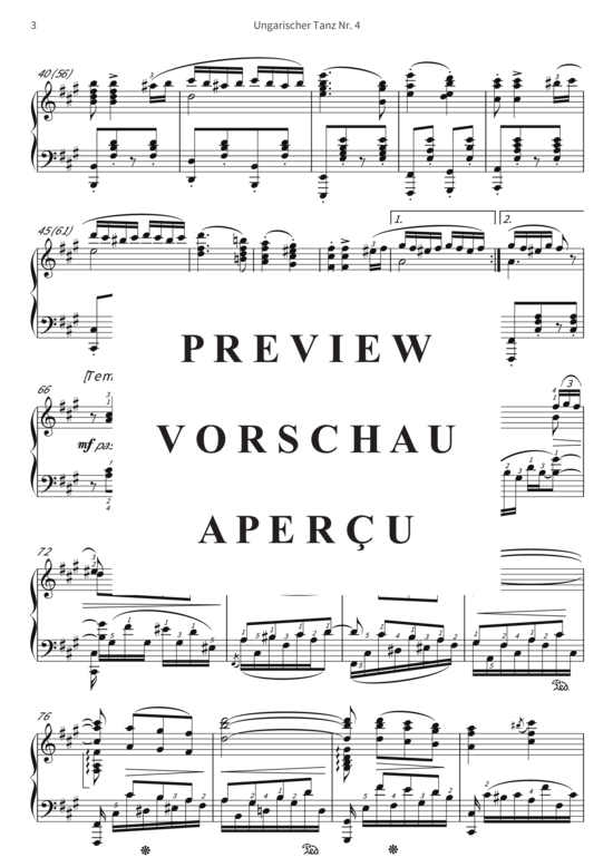 gallery: Ungarischer Tanz Nr. 4 - aus der Sammlung Ungarische Tänze, Buch 1 , , (Klavier Solo)