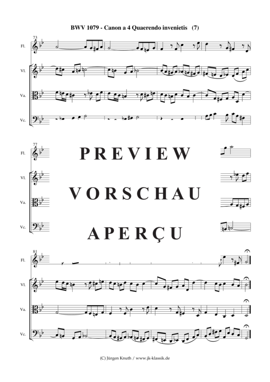 gallery: Musikalisches Opfer BWV 1079  Canon a 4 Quaerendo invenietis ( 7 ) , ,  (Flöte-Violine-Viola-Cello)