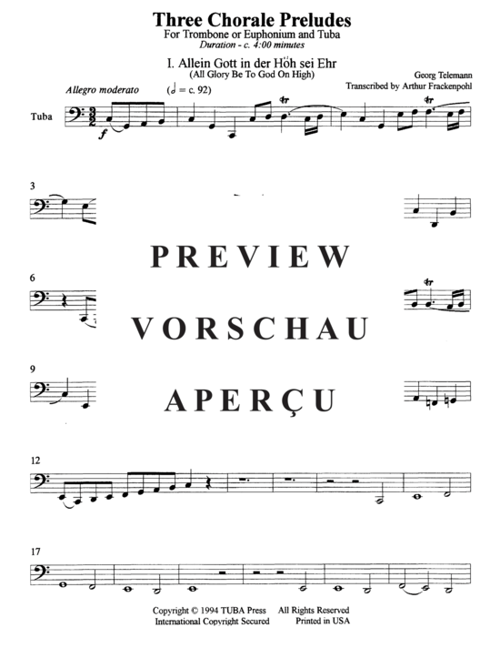 gallery: Drei Choral Preludes , , (Duett für Euphonium/Posaune + Tuba)