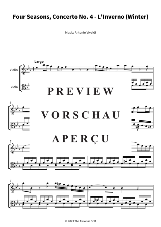 gallery: Four Seasons, Concerto No. 4 - L´Inverno (Winter) , Twiolins The,  - Largo (Duett für Violine + Viola)
