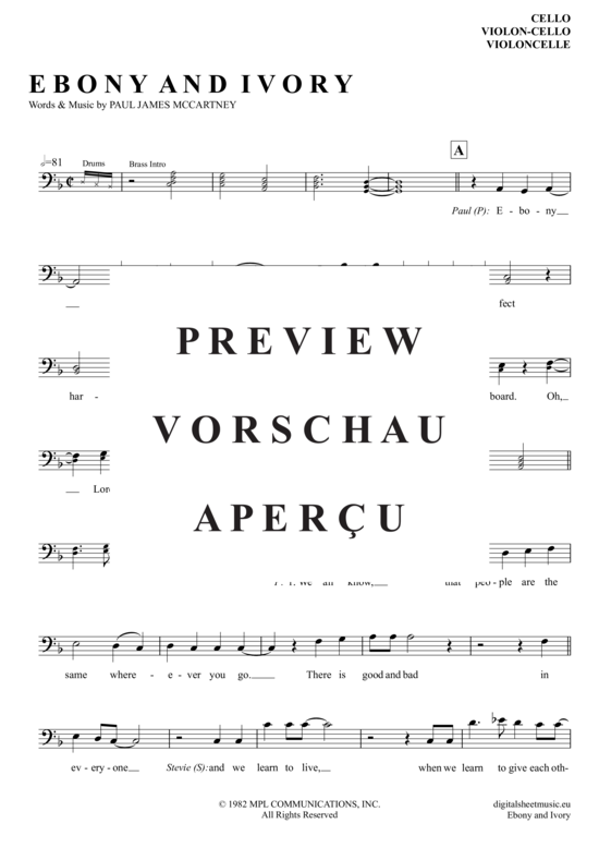 gallery: Ebony And Ivory , Mccartney, Paul/Wonder, Stevie, (Violoncello)