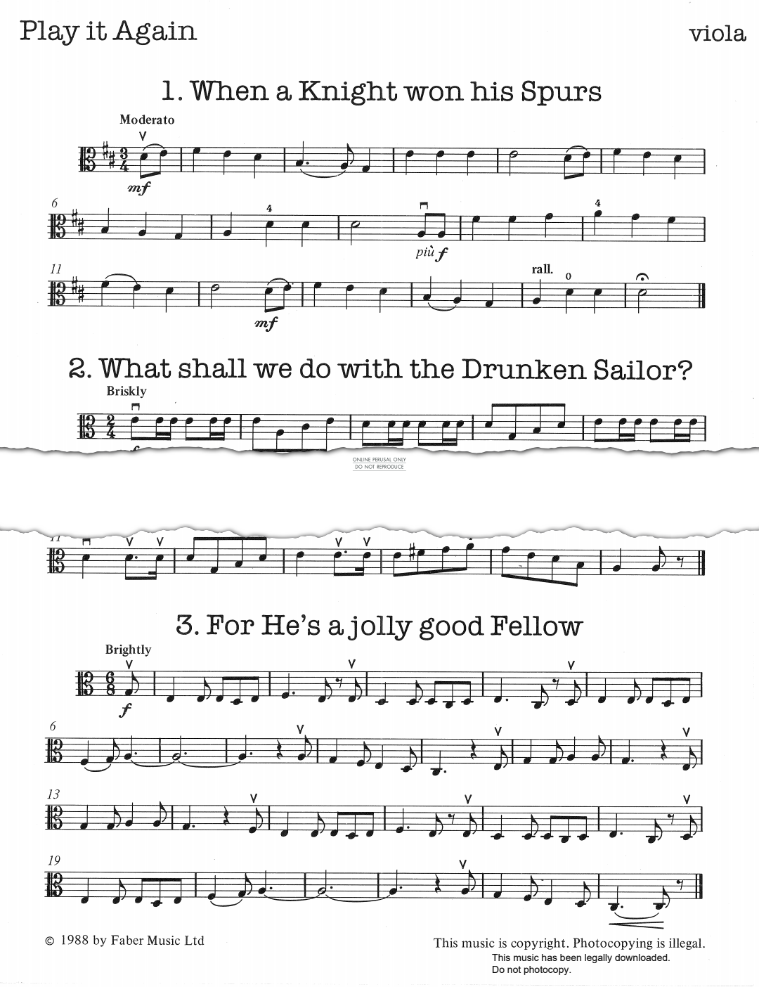 gallery: What Shall We Do With The Drunken Sailor?, Traditional, Klavier, Viola