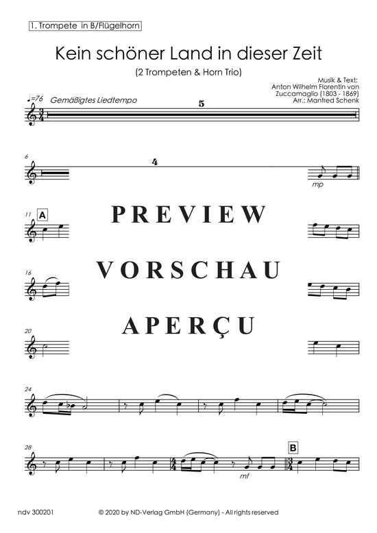 gallery: Kein schöner Land in dieser Zeit , , (2x Trompeten in B und Horn in F)