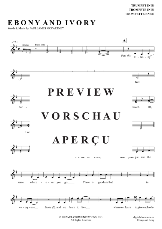gallery: Ebony And Ivory , Mccartney, Paul/Wonder, Stevie, (Trompete in B)