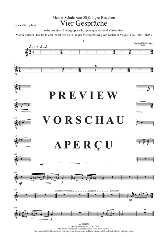 gallery: Vier Gespräche, Tenor-Sax , , (Saxophon-Quartett + Klavier)