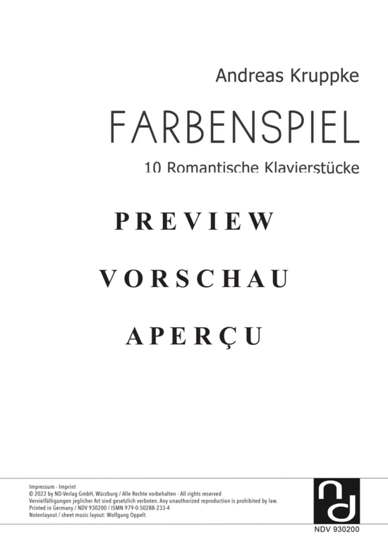 gallery: Farbenspiel - 10 Romantische Klavierstücke für Klavier Solo, , 