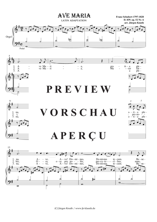 gallery: Ave Maria  D.839, op.52.6, G-Dur Latin Adaptation , , (Orgel + Gesang)