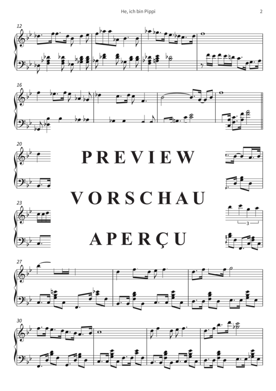 gallery: He, ich bin Pippi - Arrangiert für Jazzklavier , , (Klavier Solo)