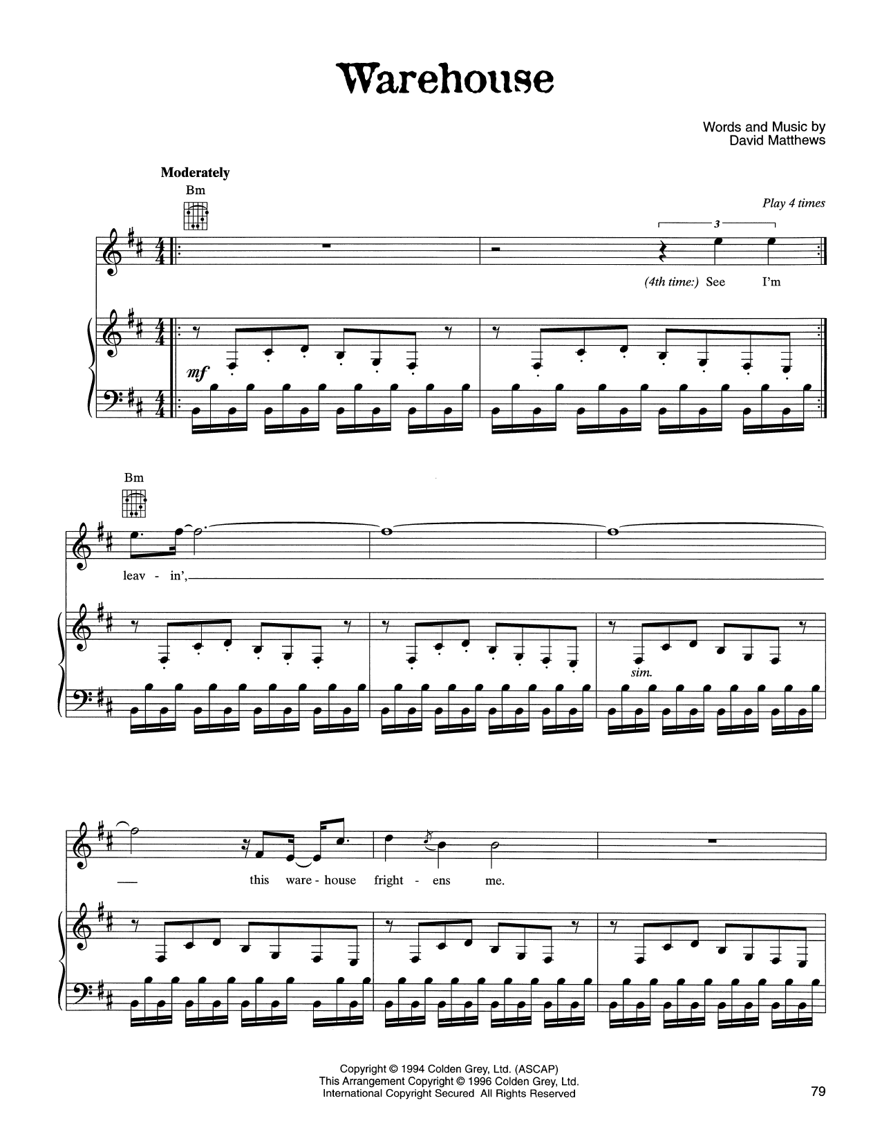 Warehouse - Sheet Music By Dave Matthews Band - Smd-166605 