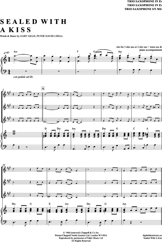 Sealed With A Kiss (Saxophon Trio AAA(T) 