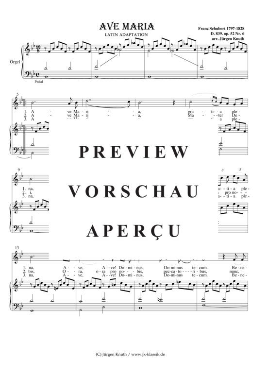 gallery: Ave Maria  D.839, op.52.6, B-Dur  Latin Adaptation , , (Orgel + Gesang)