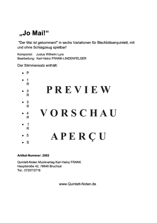 gallery: Jo Mai - Der Mai ist gekommen (Sechs Variationen) , Blasorchester Fatamo,  (Blechbläser Quintett - flexible Besetzung + Schlagzeug)