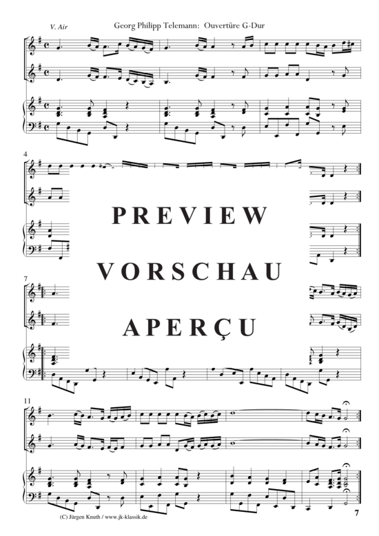 gallery: Ouvertüre G-Dur / Ouvertüre-Menuett-Gavotte-Passepied-Air-Gigue , , (2x Violine oder Instrument in C + Klavier/Cembalo/Orgel)