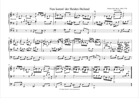 gallery: Nun komm´ der Heiden Heiland BWV 599 , , (Orgel Solo)