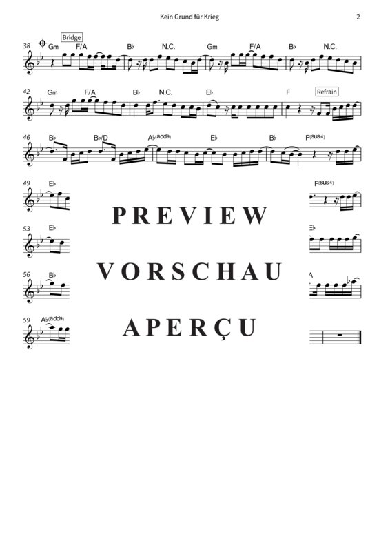 gallery: Kein Grund für Krieg (Alt-Saxophon) , Berge,  (Leadsheet)