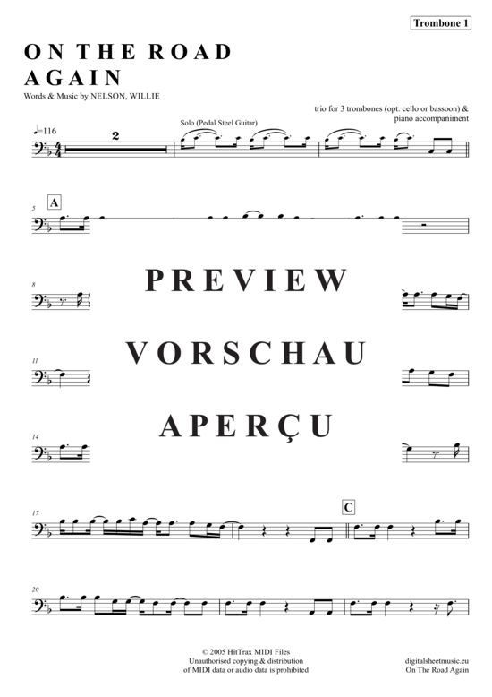 gallery: On The Road Again , Nelson, Willie, (Posaunen Trio + Klavier)