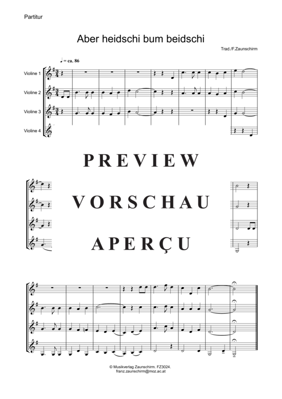 gallery: Aber heidschi bum beidschi , , (Violinen-Quartett)