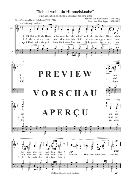 gallery: Schlaf wohl, du Himmelsknabe (Nr.7 aus sieben geistliche Volkslieder) , ,  (Gemischter Chor)