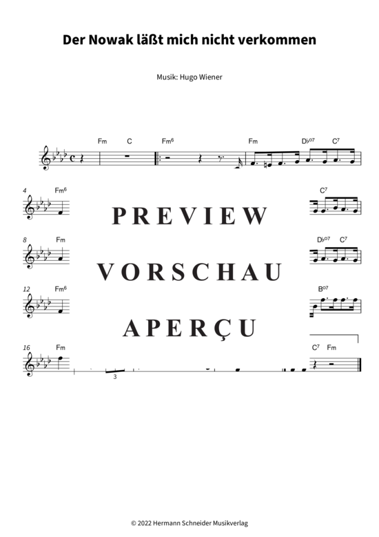 Der Nowak läßt mich nicht verkommen (Soloinstrument in C + Akkorde) 