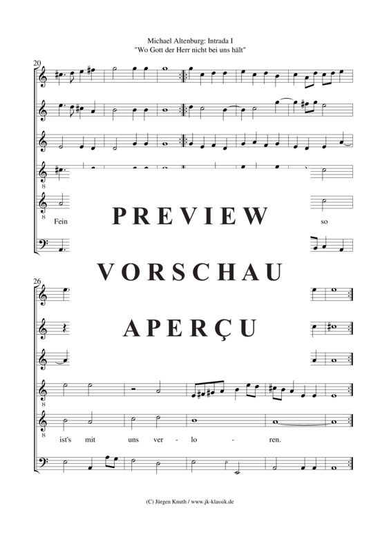 gallery: Intrada 1 (Wo Gott der Herr nicht bei uns hält) , ,  (Streicher/Bläser Ensemble 6 stimmig)