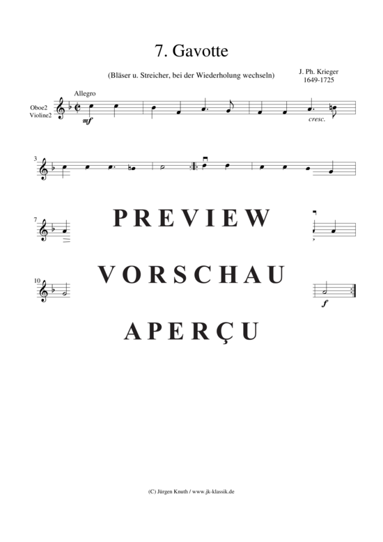 gallery: Gavotte (Satz: 7) , ,  aus der Feldmusik 1704 No. III (Gemischtes Ensemble)