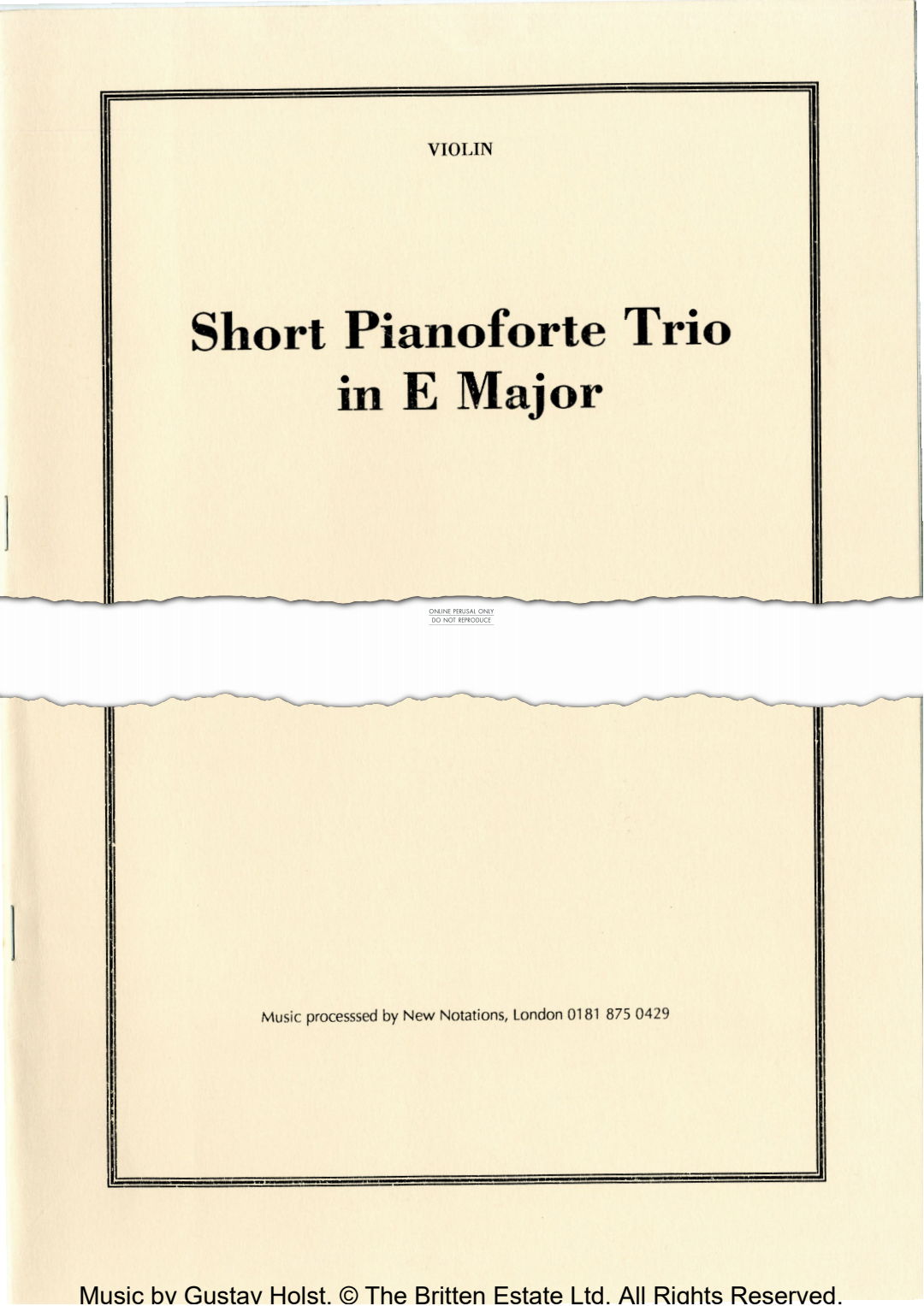 gallery: Short Pianoforte Trio in E Major, Gustav Holst, Violine