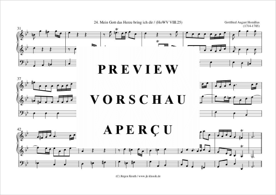 gallery: Mein Gott das Herze bring ich dir, Nr.24 (HoWV VIII.25) , ,  (Orgel Solo)