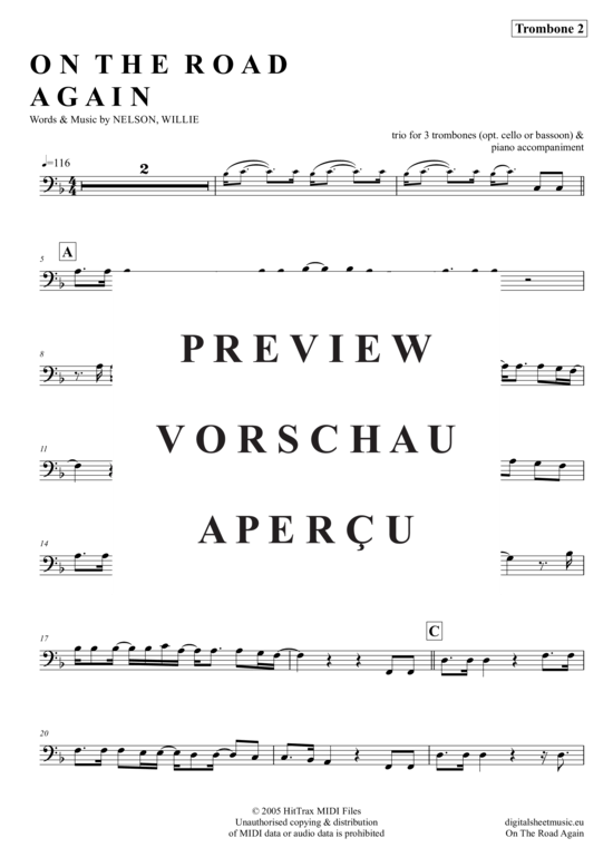 gallery: On The Road Again , Nelson, Willie, (Posaunen Trio + Klavier)