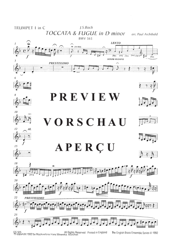 gallery: Toccata & Fugue , , (1.Trp in C/B/Es, 2.Trp in B, Horn in F, Pos, Tuba)