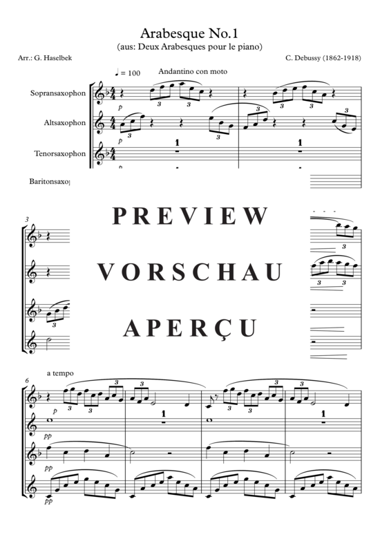 gallery: Arabesque No 1 , , (Saxophon Quartett SATB)