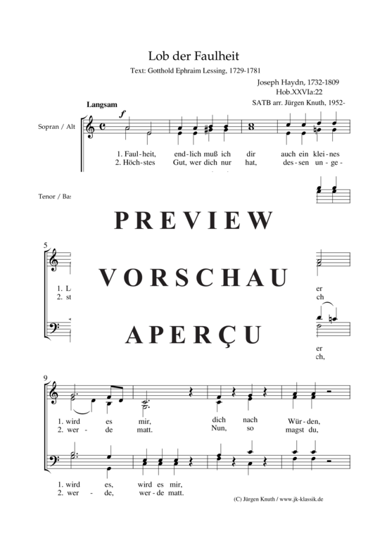 gallery: Lob der Faulheit Hob.XXVIa:22 , , (Gemischter Chor)