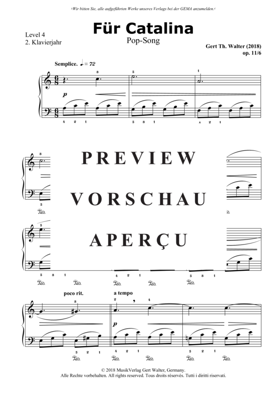 gallery: Für Catalina , , (Klavier Solo - Level 4 - 2.Klavierjahr)