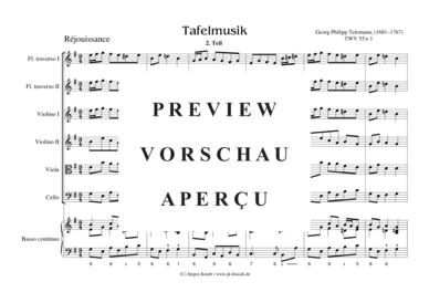gallery: Tafelmusik-Réjouissance-2. Teil TWV 55:e 1 , , (Gemischtes Ensemble für 2x Querflöte, Streicher + BC)