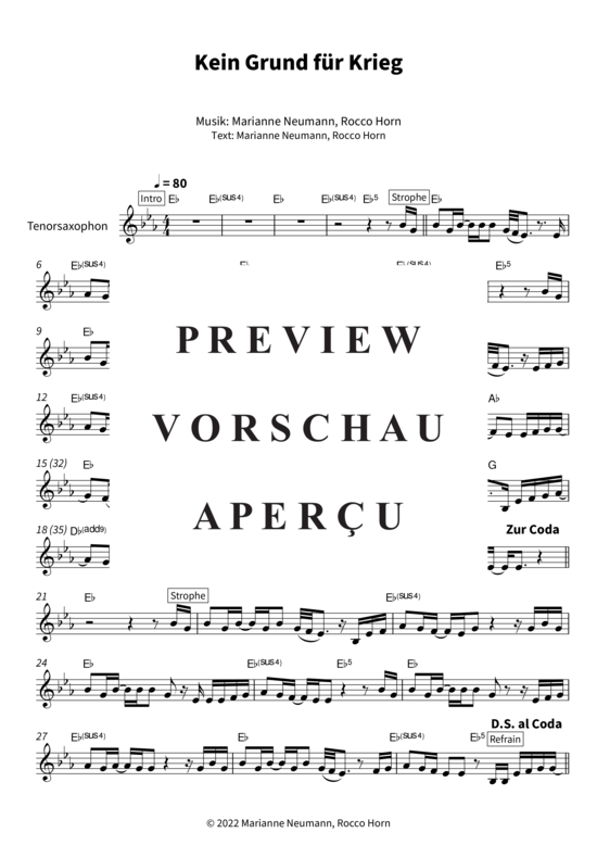 gallery: Kein Grund für Krieg (Tenor Saxophon) , Berge,  (Leadsheet)