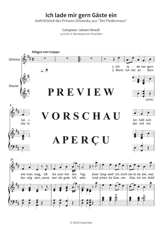 gallery: Ich lade mir gern Gäste ein - Auftrittslied des Prinzen Orlowsky aus Die Fledermaus , , (Gesang + Klavier)