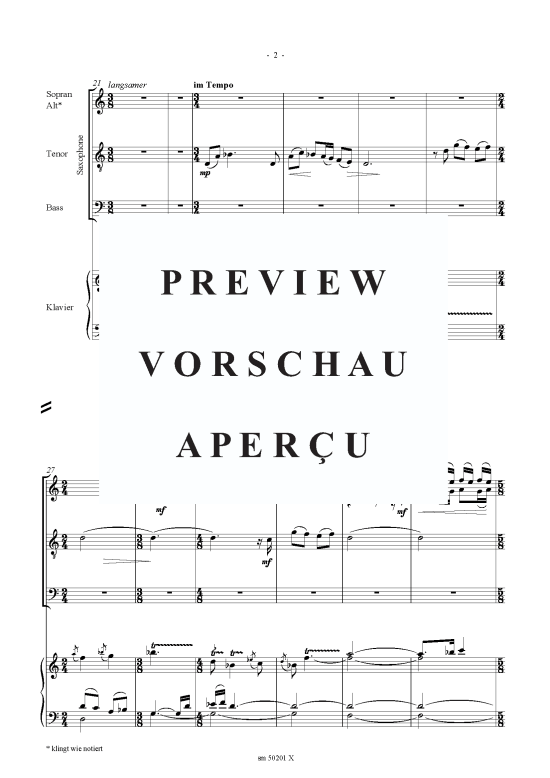 gallery: Vier Gespräche, Partitur , , (Sax-Quartett SATBass + Klavier)