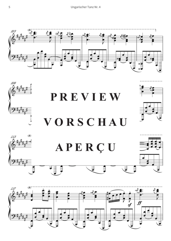 gallery: Ungarischer Tanz Nr. 4 - aus der Sammlung Ungarische Tänze, Buch 1 , , (Klavier Solo)