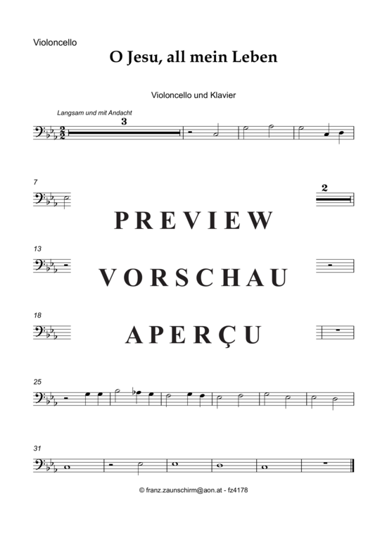 gallery: O Jesu, all mein Leben bist du , , (Violoncello + Klavier)