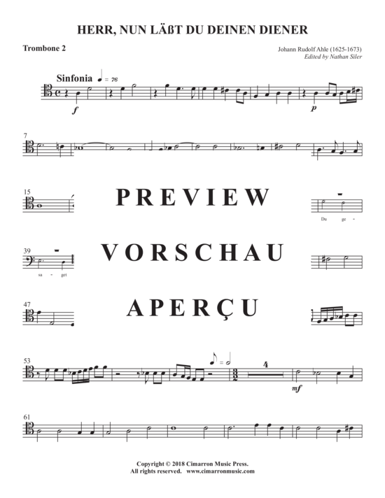 gallery: Herr, nun lässt Du Deinen Diener , , (Ensemble für Bass, 4x Posaune + BC)