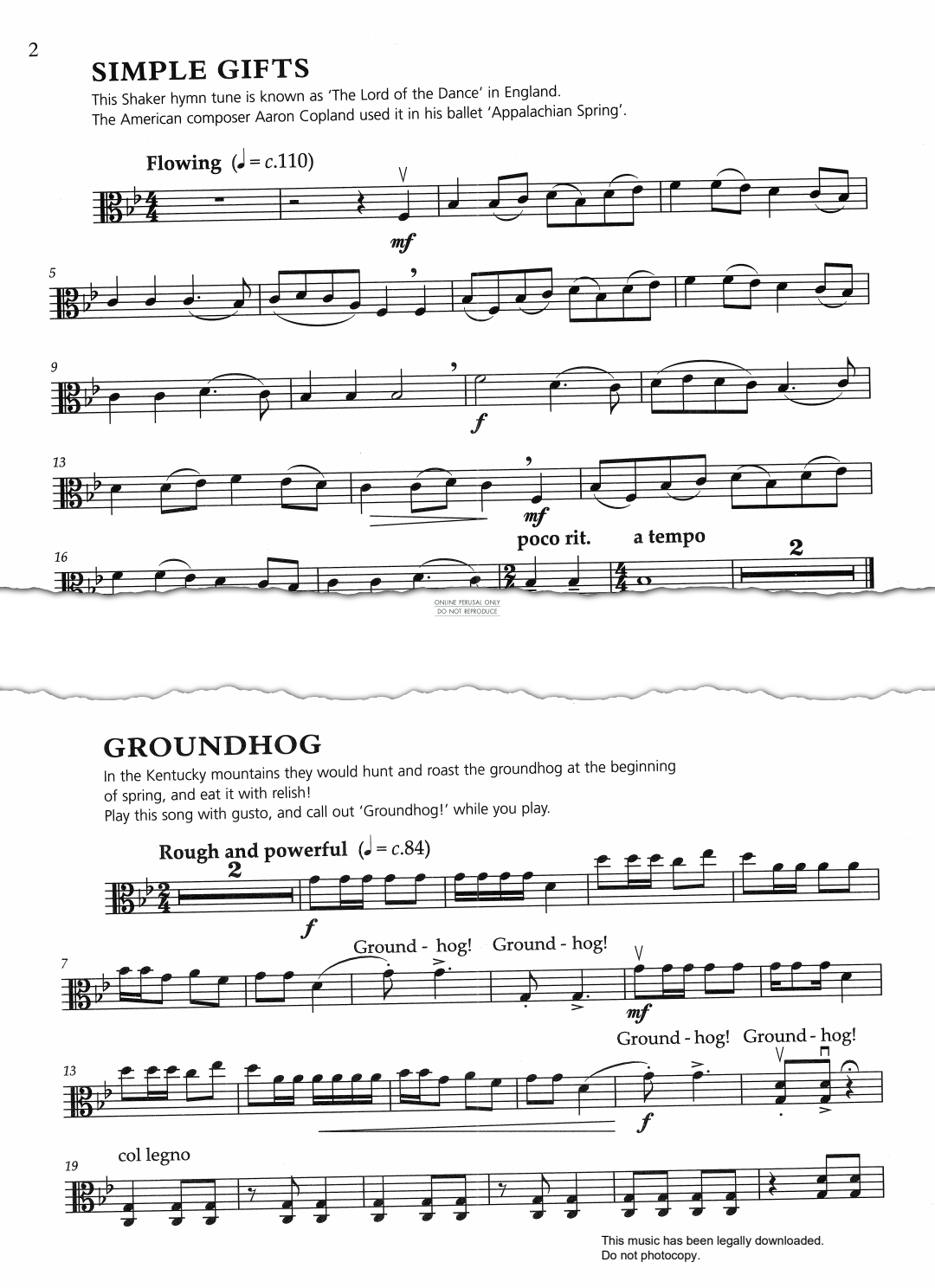 gallery: Groundhog (from 'O Shenandoah!'), American Traditional, Klavier, Viola