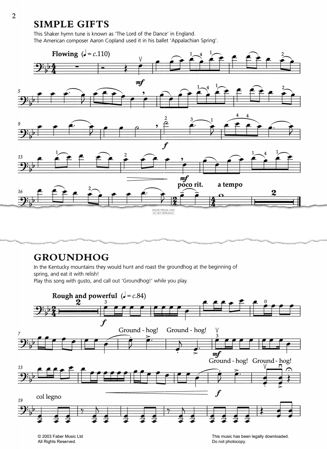 gallery: Groundhog (from 'O Shenandoah!'), American Traditional, Klavier, Violoncello