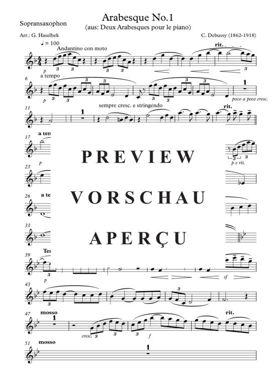 gallery: Arabesque No 1 , , (Saxophon Quartett SATB)