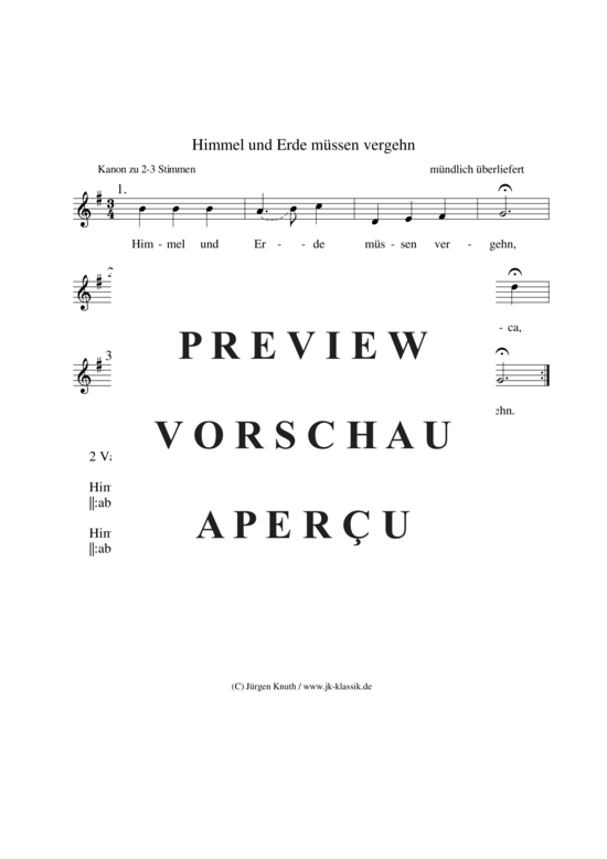 gallery: Himmel und Erde müssen vergehn , , (Gemischter Chor 2-3 st. Kanon)